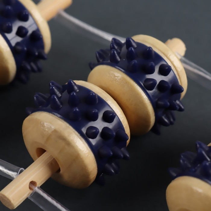 Массажёр-лента для спины, 10 звеньев, деревянный, с шипами, 86 &times; 7,5 &times; 3 см