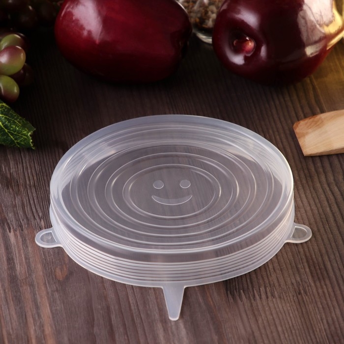 Набор крышек силиконовых Доляна &laquo;Черепашка&raquo;, 6 шт, d=19,2 см, d=15,7 см, d=14 см, d=11,2 см, d=9,2 см, d=6,2 см