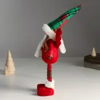 Кукла интерьерная "Ангелочек в красном наряде, клетчатый колпак" 16х7х40 см