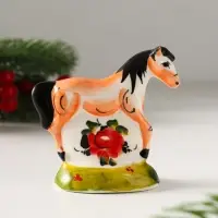 Сувенир Лошадь Зорька, 7х7х3,5 см, гжель,цвет