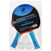 Набор для настольного тенниса BOSHIKA Championship: 2 ракетки, 3 мяча, 2 звезды, цвета микс