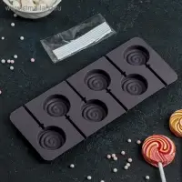 Форма для леденцов Доляна &laquo;Леденец&raquo;, силикон, 9.5&times;24 см, 6 ячеек (8.2&times;3.9 см), с палочками, МИКС