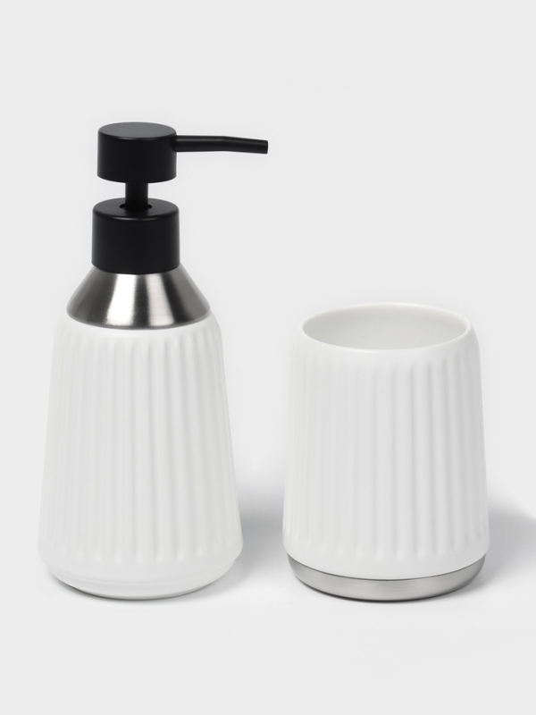 Набор для ванной "Хром" 3 предмета (дозатор для мыла, стакан, мыльница)