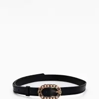 Ремень жен 04-01-01-01, Июнь2503, 2,5*0,3*110 см, без винта, пряж золото, 1 прокол, черный   1090312