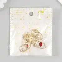 Декор для творчества металл, пластик "Овал с гранатом" золото 0,5х1,3х2,7 см