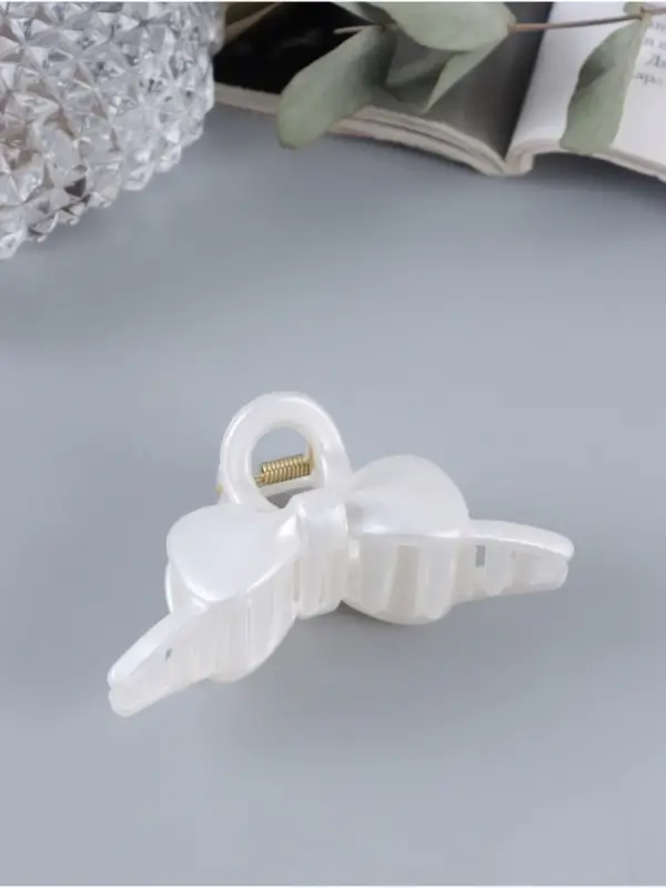 Крабик для волос &laquo;Глянец&raquo;, бантик дуга, 8 см, белый