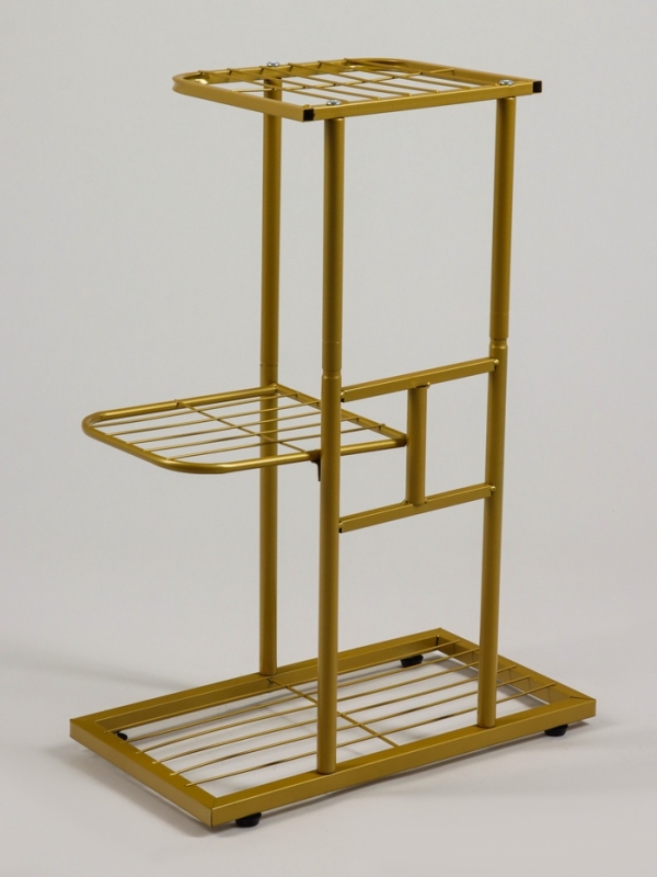 Подставка для цветов Greengo, 3 полки, 43 &times; 22 &times; 57 см, напольная, металл, цвет золотой