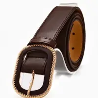 Ремень жен 05-01-07-01, Июнь2507, 3*0,3*110 см, без винта, пряж золото+пласт, 1 прокол корич   10903