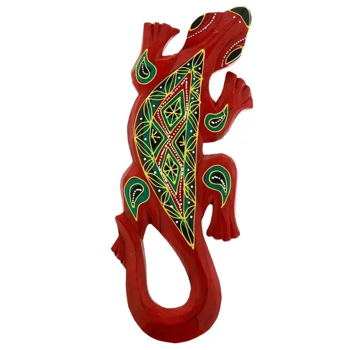 Панно настенное дерево "Геккон оранжевый с орнаментом" 1х11х30 см