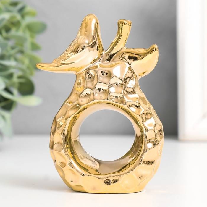 Сувенир керамика "Птица на груше" золото 6,8х3,7х10,3 см