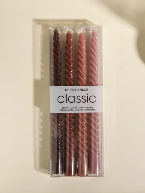 Набор свечей витых, 2х25 см, 4 шт, палитра коричневого 25,5х8,8х2,4 см