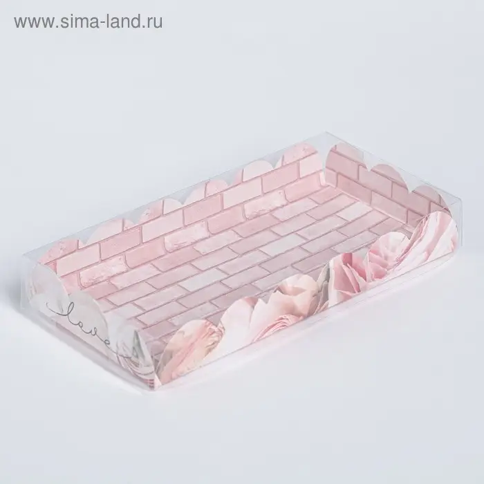 Коробка для печенья, кондитерская упаковка с пластиковой крышкой, My best wishes, 21 х 10.5 х 3 см