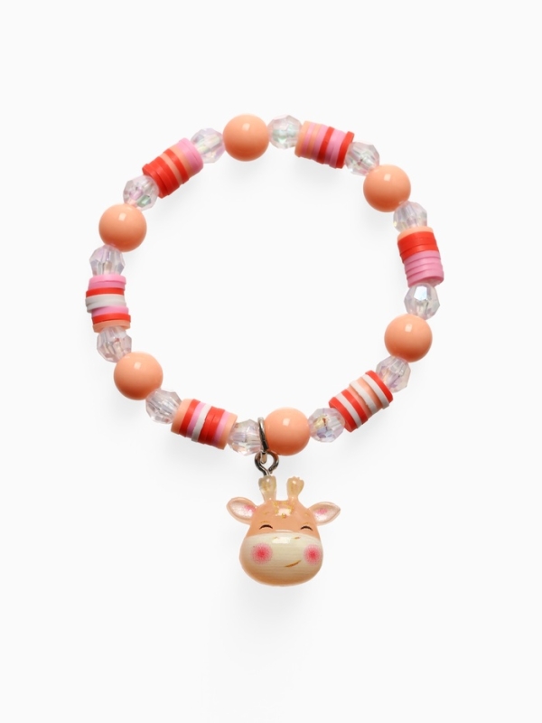 Браслет детский "Выбражулька" фимо с бусинами, жираф с бусинами, цветной