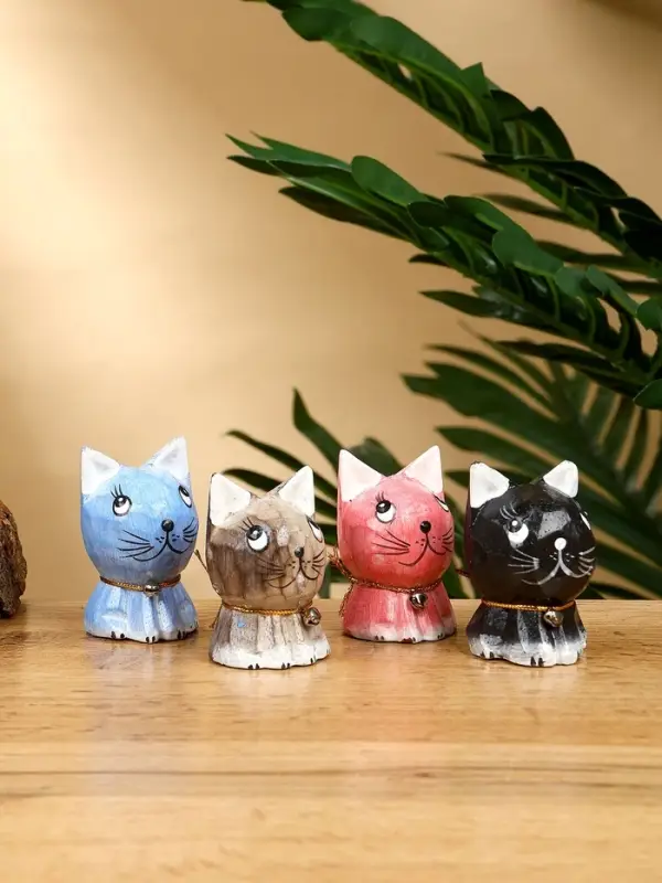 Набор сувенирный "Милые котята" дерево Албезия (4 штуки), 6 см
