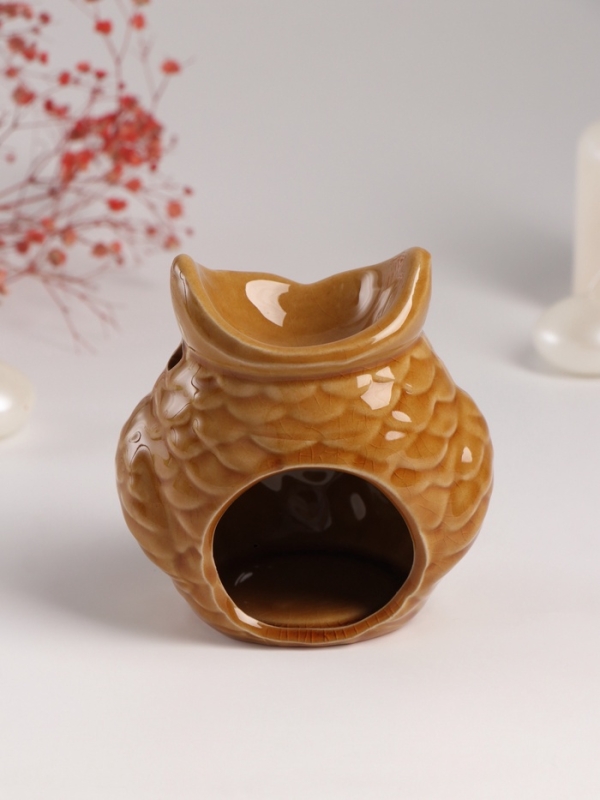 Аромалампа керамика "Ушастая сова" тёмный беж 6,5х11х10,7 см