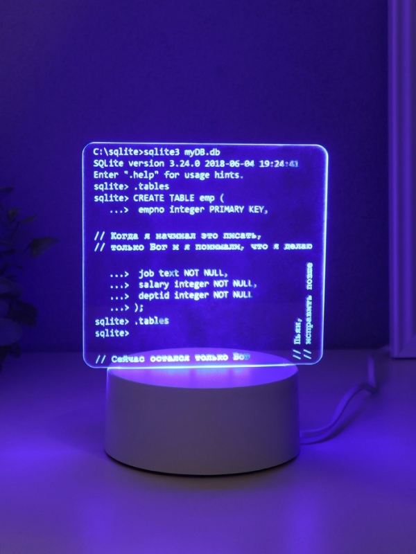 Светильник "Компьютерный код" LED RGB от сети RISALUX 9,5х15х16 см