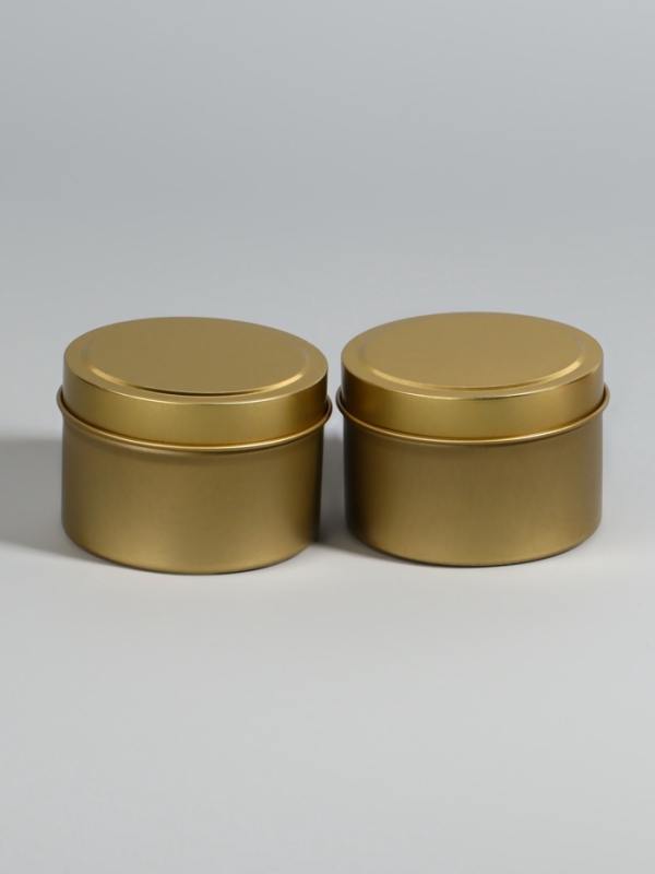 Баночка для хранения, 120 мл, набор - 2 шт., металлическая, цвет золотистый