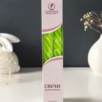 Набор свечей витых, 2,3х 24,5 см, 5 ч, 50 г, 2 штуки, зелёный