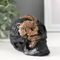 Фигура &laquo;Череп с цветком&raquo;, 7&times;6&times;9 см, чёрная