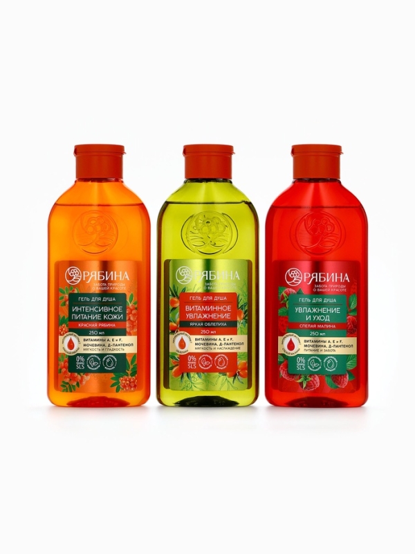 Гель для душа, интенсивное питание кожи, аромат рябины, 250 мл, Рябина