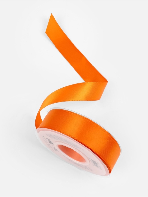 Лента атласная двухсторонняя №751 25мм*25&plusmn;1м ярко-оранжевый TR