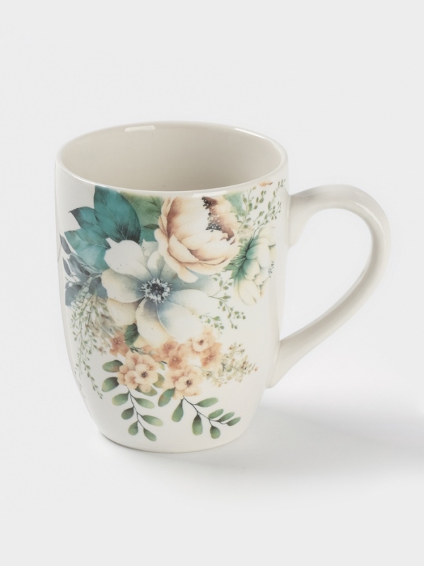 Кружка  Доляна "Цветы" цвет белый  330 мл