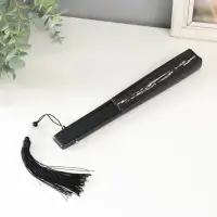 Веер пластик, текстиль h=27 см "Китайский дракон" чёрный, с кисточкой