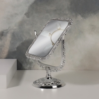 Зеркало настольное, двустороннее, с увеличением, зеркальная поверхность 10,5 &times; 14,5 см, цвет серебристый