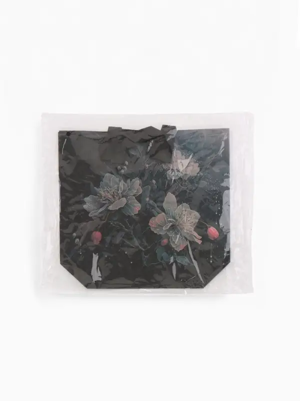 Сумка для покупок Цветы, 32*10*26. отд без молнии, черный