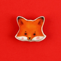 Значок талисман &laquo;Лиса&raquo;, 3,5 х 3,3 см.