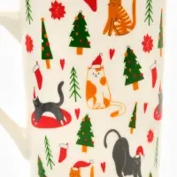 Кружка чайная керамическая &laquo;Новогодние коты&raquo;, 385 мл, ручная работа