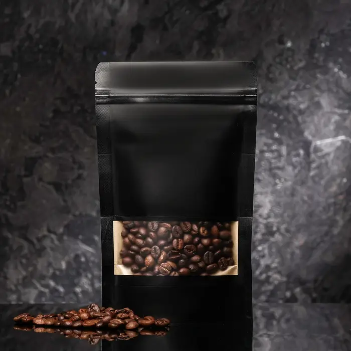 Пакет Zip-lock Крафт с прямоугольным окном,черный,12 х 20 х 4 см