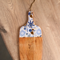 Доска разделочная прямоугольная "Васильки" дерево манго 41х18 см