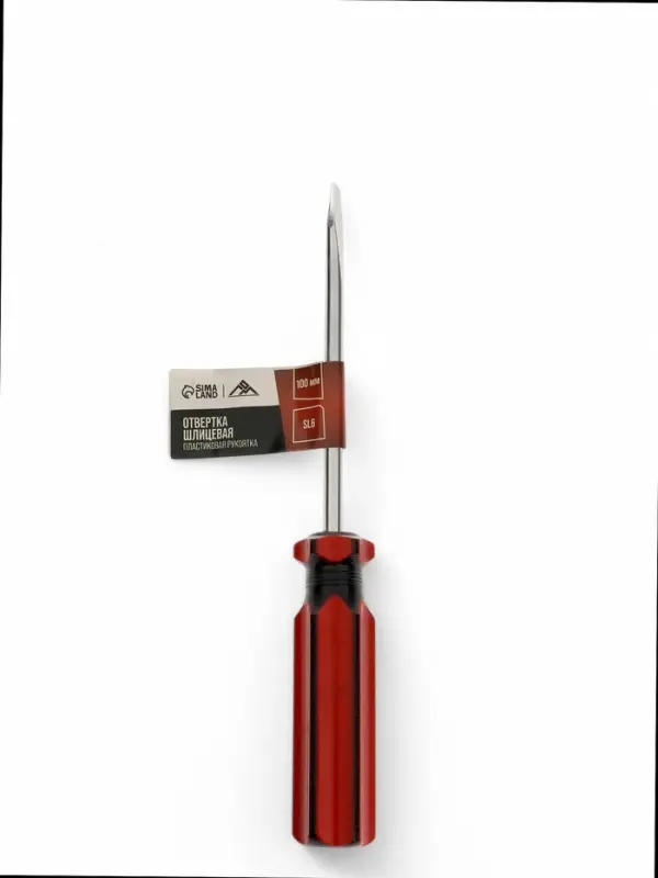 Отвертка шлицевая ЛОМ, пластиковая рукоятка, SL6&times;100 мм
