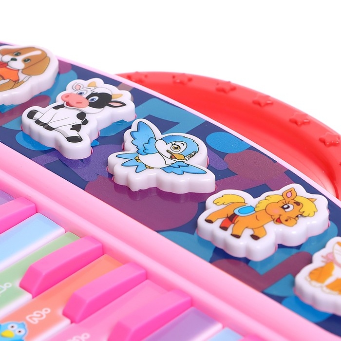 Пианино &laquo;Весёлые зверята&raquo;, звук, цвет розовый