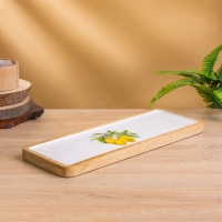 Блюдо прямоугольное "Лимоны" дерево манго 41х15 см