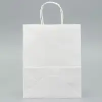 Пакет крафт без печати, белый, круглая ручка 22&times;12&times;28 см