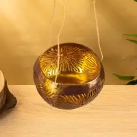 Подсвечник подвесной из кокоса, 14&times;14&times;10 см, золотой