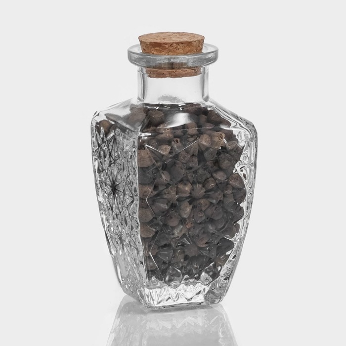 Банка стеклянная для хранения сыпучих продуктов Доляна &laquo;Парфе. Узор&raquo;, 170 мл, 6,6&times;12,6 см, с пробковой крышкой