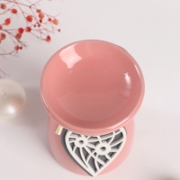 Аромалампа керамика "Резное сердце" розовая 8х8х11,2 см