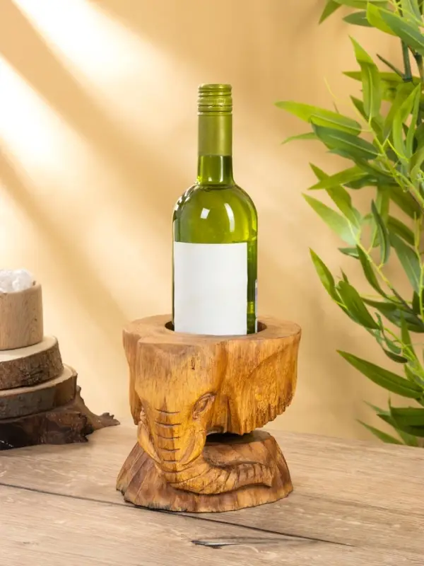 Подставка под бутылки &laquo;Голова слона&raquo;, 15&times;15&times;17 см, дерево Пиннис, коричневая