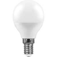 Лампа светодиодная FERON, G45, 9 Вт, Е14, 6400 К, холодный белый