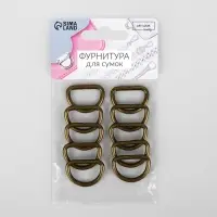 Полукольцо для сумок, d=20 мм, толщина - 3 мм, 10 шт., цвет антик