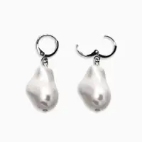 Серьги "Жемчуг барокко", цвет белый в серебре