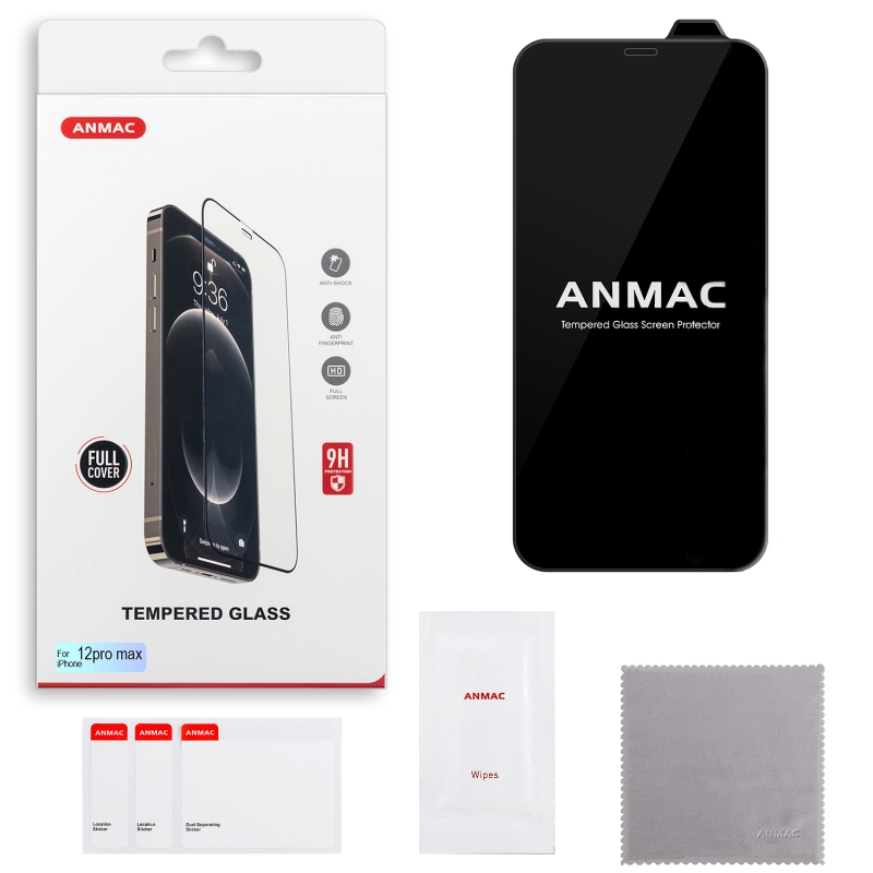 Защитное стекло iPh 12 Pro Max Full Cover ANMAC черный Арт.1137389