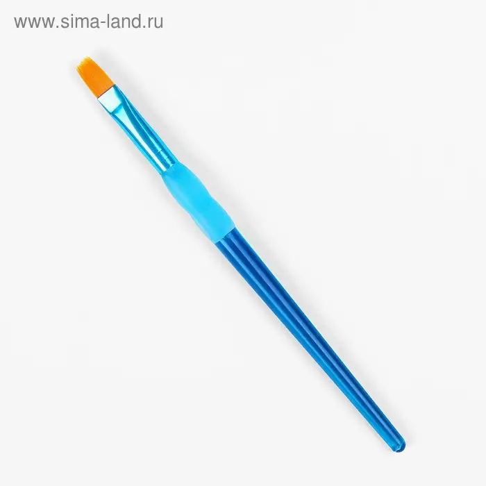 Набор кистей нейлон 5 штук, плоские, с цветными ручками, с резиновыми держателями