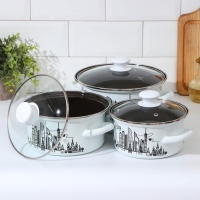 Набор эмалированных кастрюль &laquo;Новый город&raquo;, 3 предмета: 1,5 л, 2,3 л, 3 л, индукция