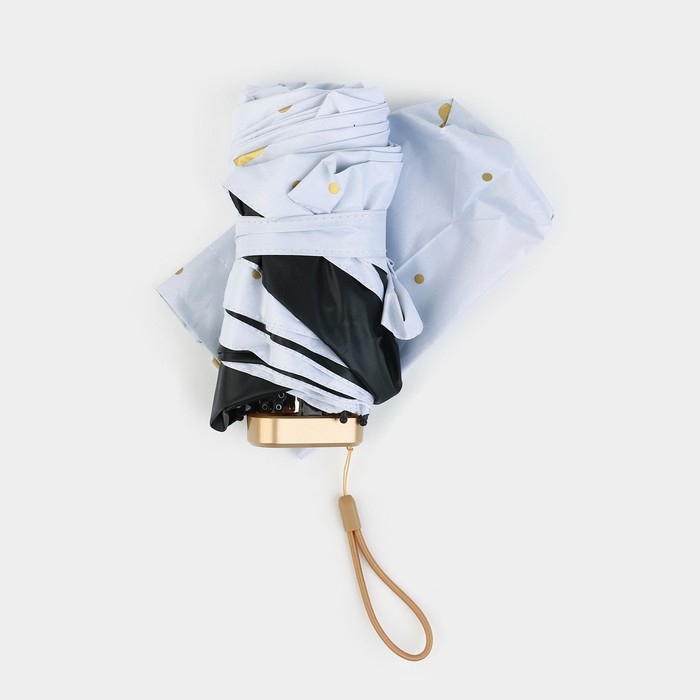 Зонт женский механический, 6 спиц, цвет белый в золотой горошек.