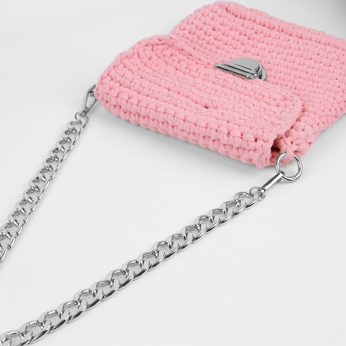 Цепочка для сумки, с карабинами, железная, 22 &times; 16 мм, 60 см, цвет серебряный