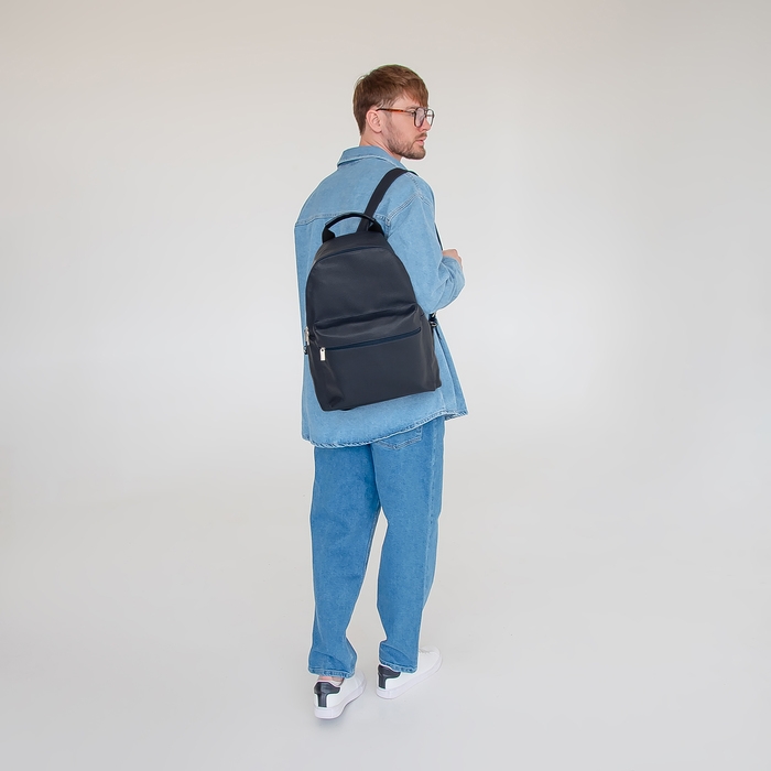 Рюкзак городской TEXTURA из искусственной кожи на молнии, наружный карман, цвет тёмно-синий